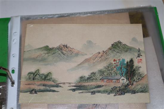 A group of assorted unframed Chinese drawings and prints